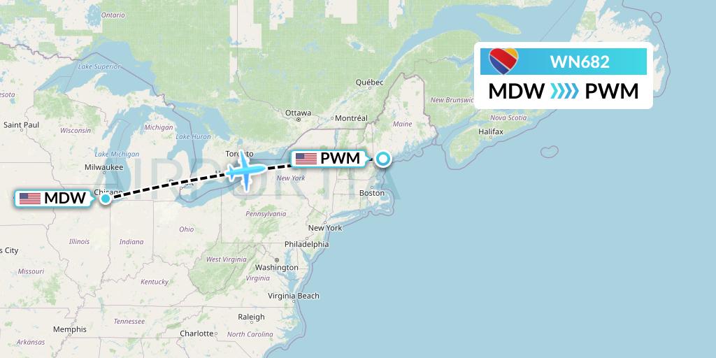 WN682 Southwest Airlines Flight Map: Chicago to Portland