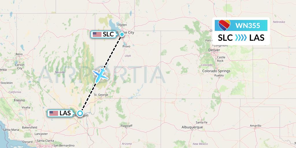 WN355 Southwest Airlines Flight Map: Salt Lake City to Las Vegas