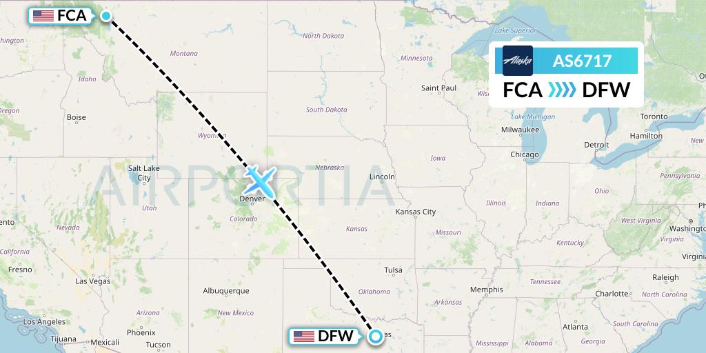 AS6717 Alaska Airlines Flight Map: Kalispell to Dallas