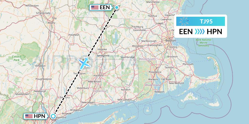 TJ95 Tradewind Aviation Flight Map: Keene to White Plains