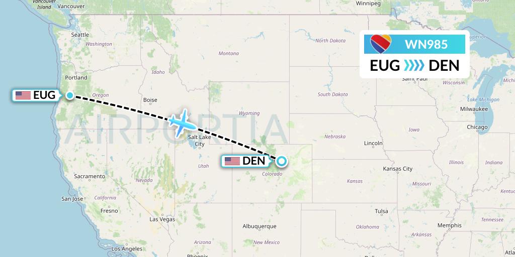 WN985 Southwest Airlines Flight Map: Eugene to Denver