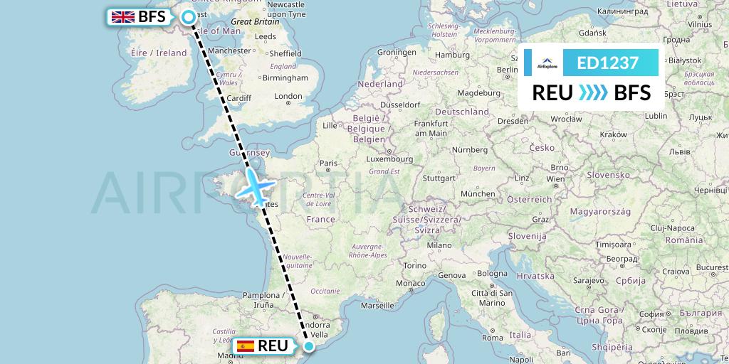 ED1237 AirExplore Flight Map: Reus to Belfast