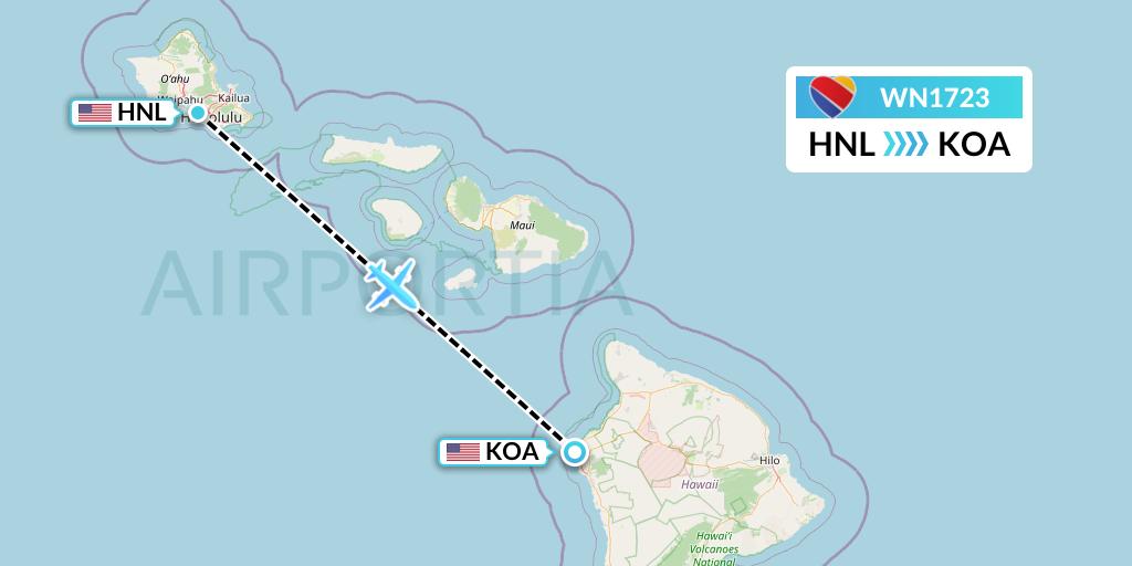 WN1723 Southwest Airlines Flight Map: Honolulu to Kailua-Kona