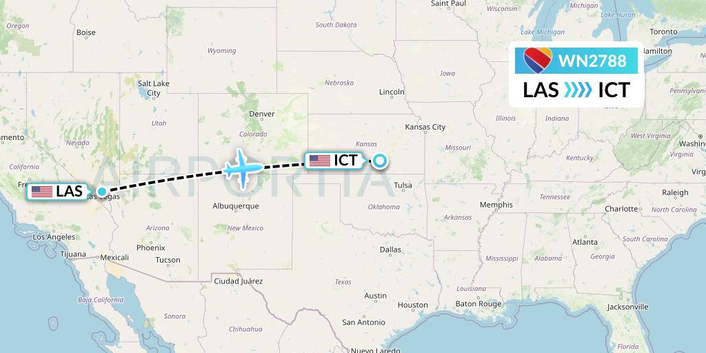 WN2788 Southwest Airlines Flight Map: Las Vegas to Wichita