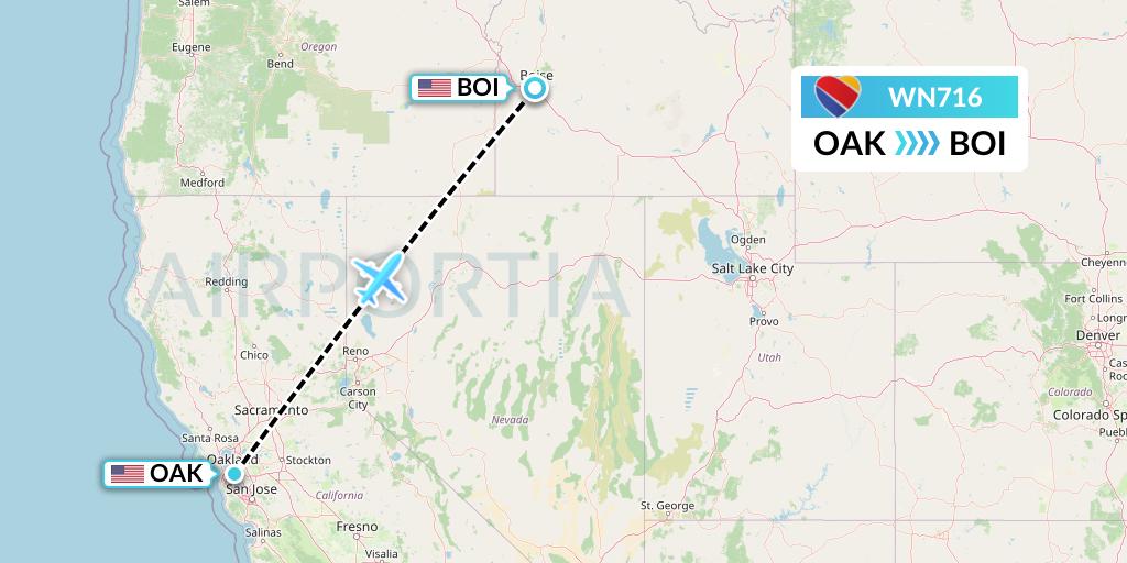 WN716 Southwest Airlines Flight Map: Oakland to Boise