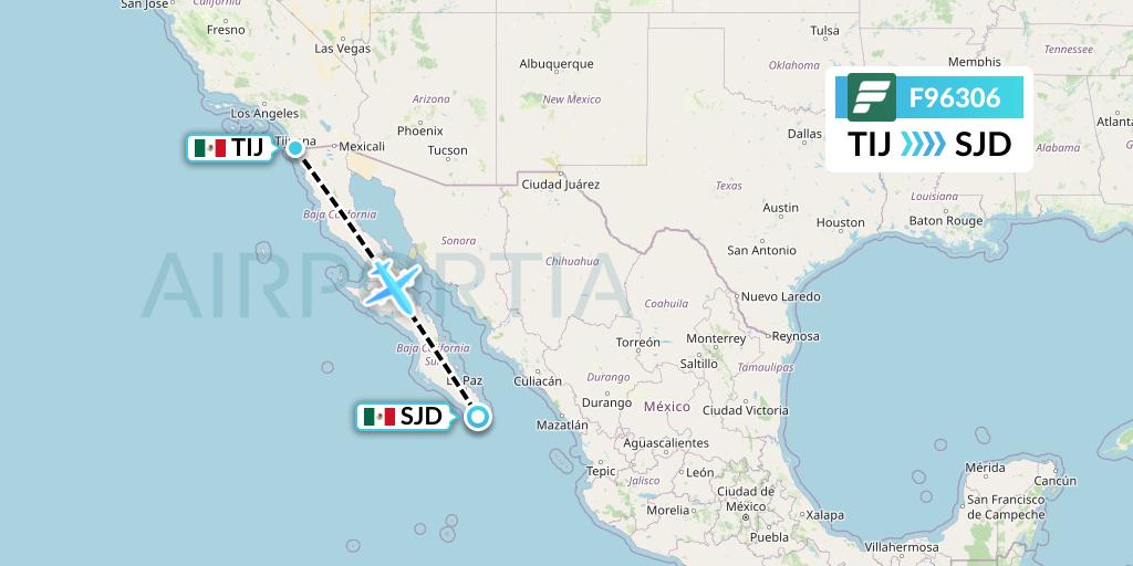 F96306 Frontier Airlines Flight Map: Tijuana to San Jose del Cabo