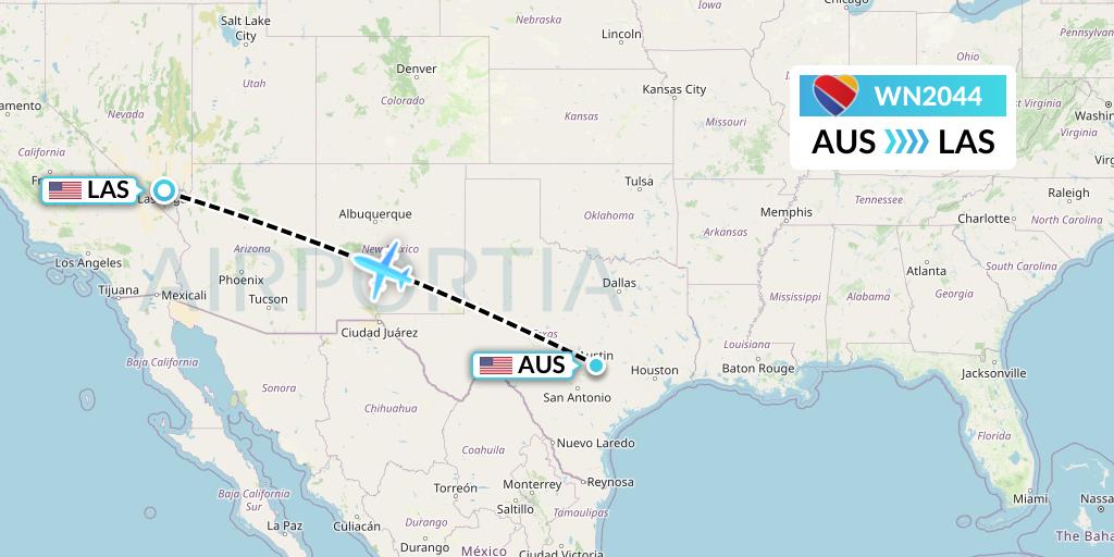 WN2044 Southwest Airlines Flight Map: Austin to Las Vegas
