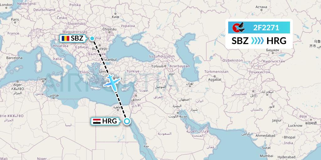 2F2271 twoFlex Taxi Aereo Flight Map: Sibiu to Hurghada