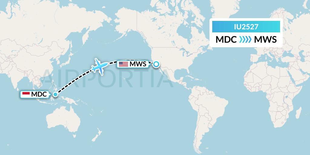 IU2527 Pt. Super Air Jet Flight Map: Manado to Mount Wilson