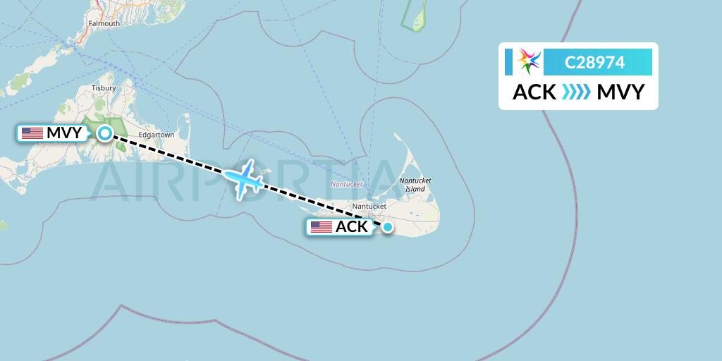 C28974 Ceiba Intercontinental Flight Map: Nantucket to Martha's Vineyard