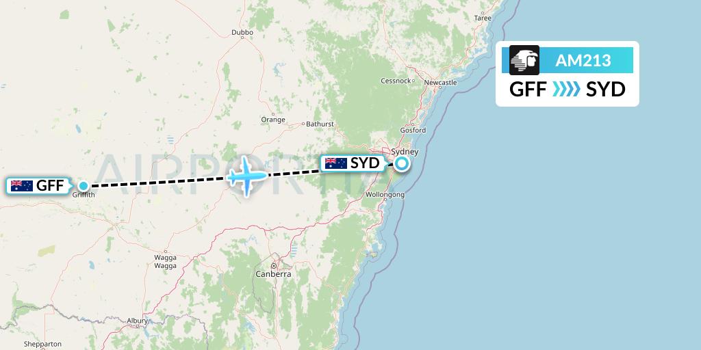 AM213 Aeromexico Flight Map: Griffith to Sydney