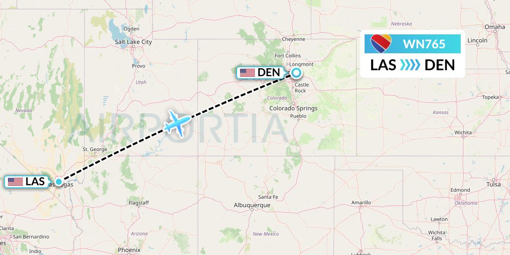 WN765 Southwest Airlines Flight Map: Las Vegas to Denver