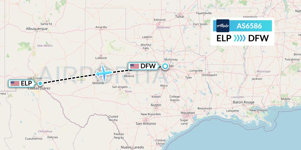 AS6586 Alaska Airlines Flight Map: El Paso to Dallas