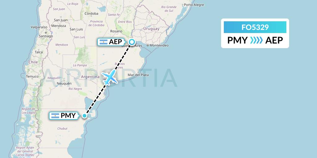 FO5329 Aero Flightops Uk Limited Flight Map: Puerto Madryn to Buenos Aires