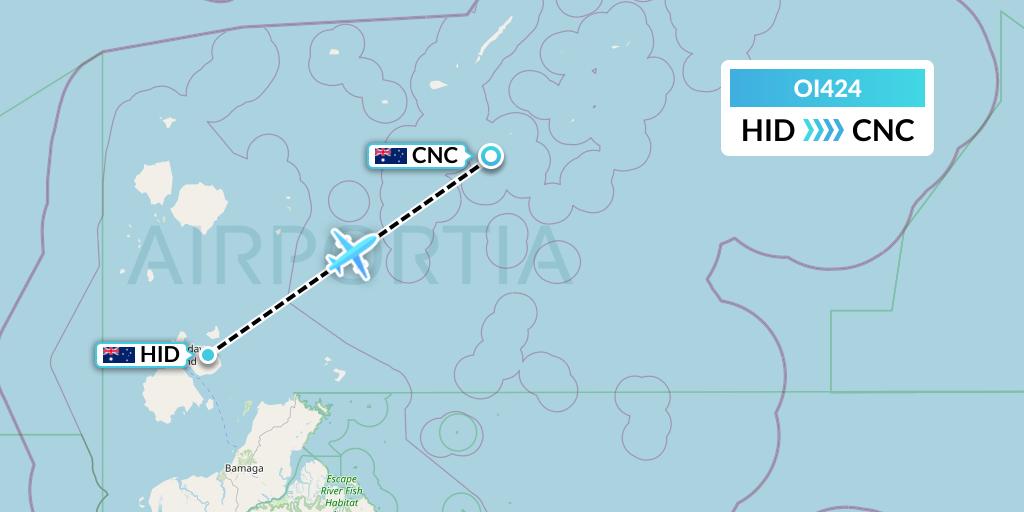 OI424 Hinterland Aviation Flight Map: Horn Island to Australia