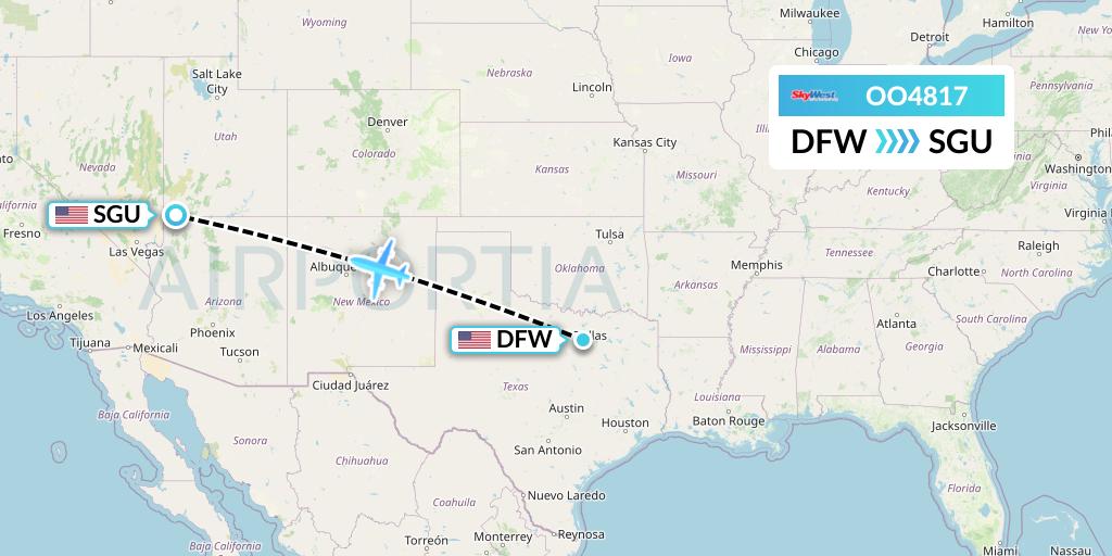OO4817 SkyWest Airlines Flight Map: Dallas to St. George