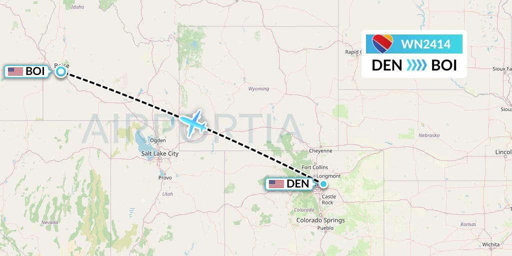 WN2414 Southwest Airlines Flight Map: Denver to Boise