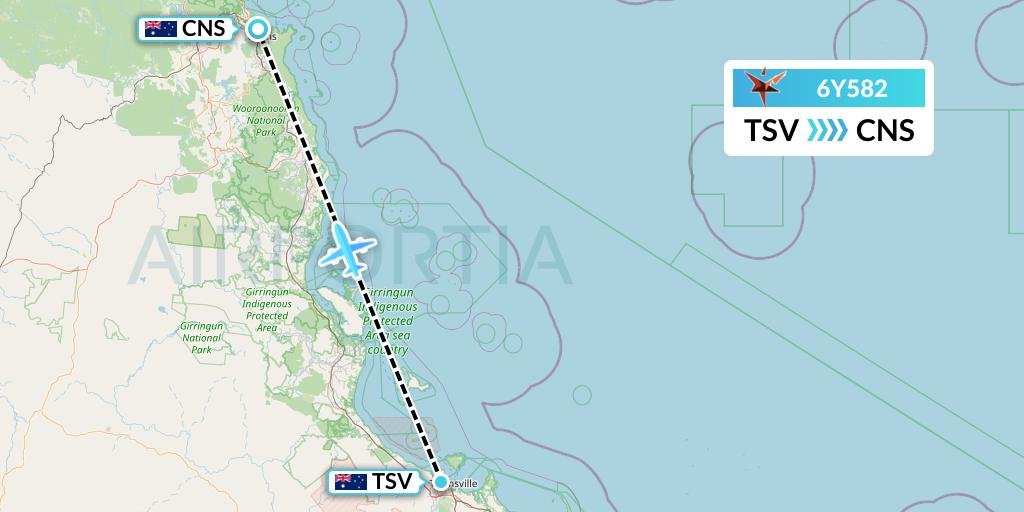 6Y582 SmartLynx Flight Map: Townsville to Cairns