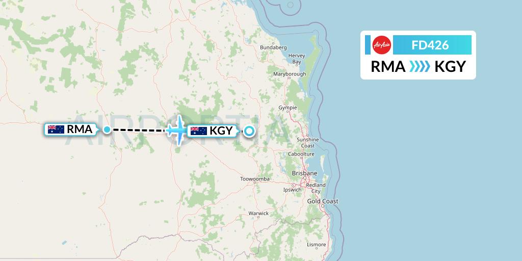 FD426 Thai AirAsia Flight Map: Roma to Australia