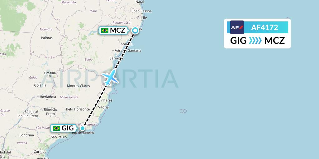 AF4172 Air France Flight Map: Rio de Janeiro to Maceio