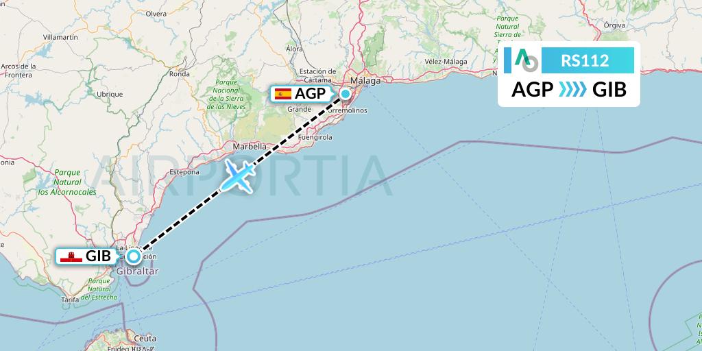 RS112 Air Seoul Flight Map: Malaga to Gibraltar
