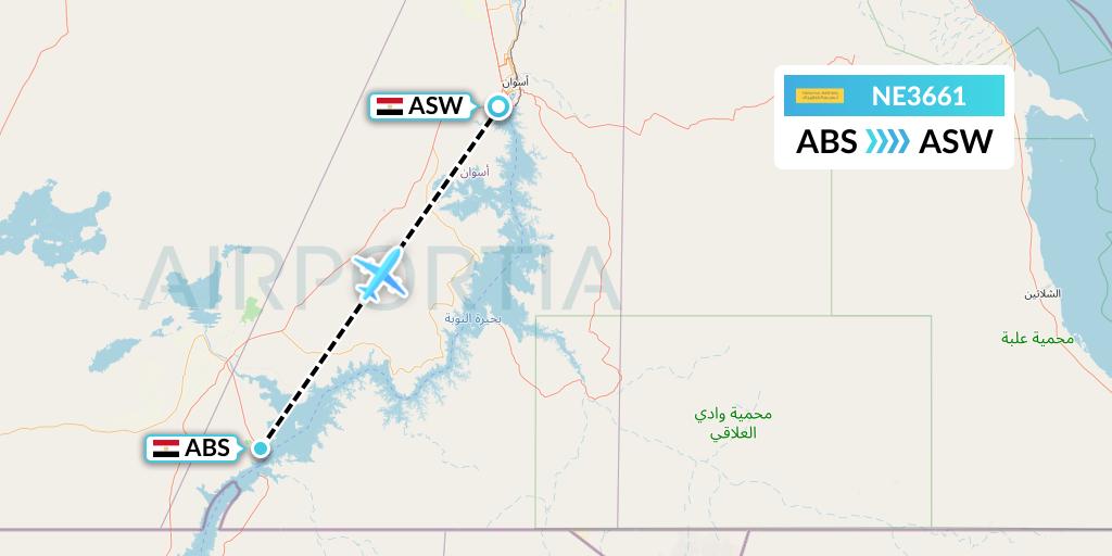 NE3661 Nesma Airlines Flight Map: Abu Simbel to Aswan