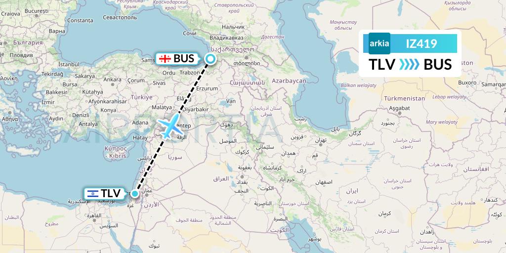 IZ419 Arkia Israeli Airlines Flight Map: Tel Aviv to Batumi
