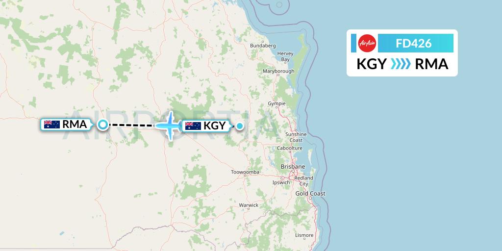 FD426 Thai AirAsia Flight Map: Australia to Roma