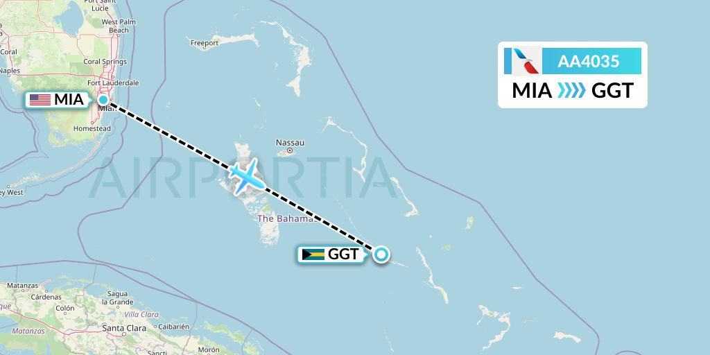 AA4035 American Airlines Flight Map: Miami to George Town
