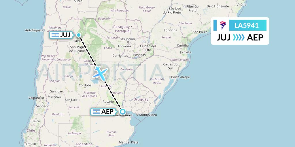 LA5941 LAN Airlines Flight Map: Jujuy to Buenos Aires