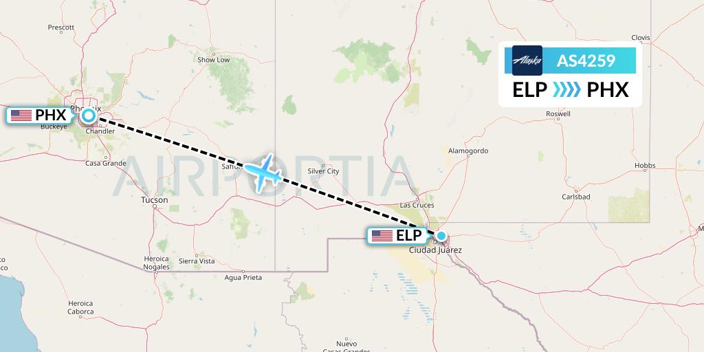AS4259 Alaska Airlines Flight Map: El Paso to Phoenix