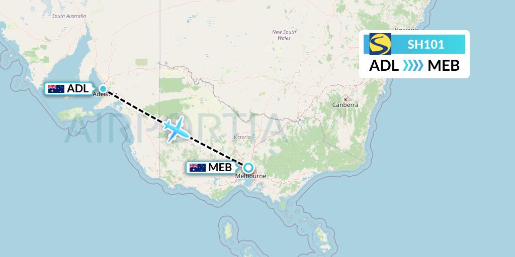 SH101 Sharp Airlines Flight Map: Adelaide to Essendon
