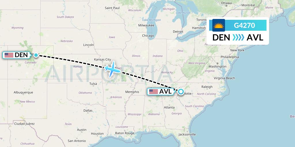 G4270 Allegiant Air Flight Map: Denver to Asheville