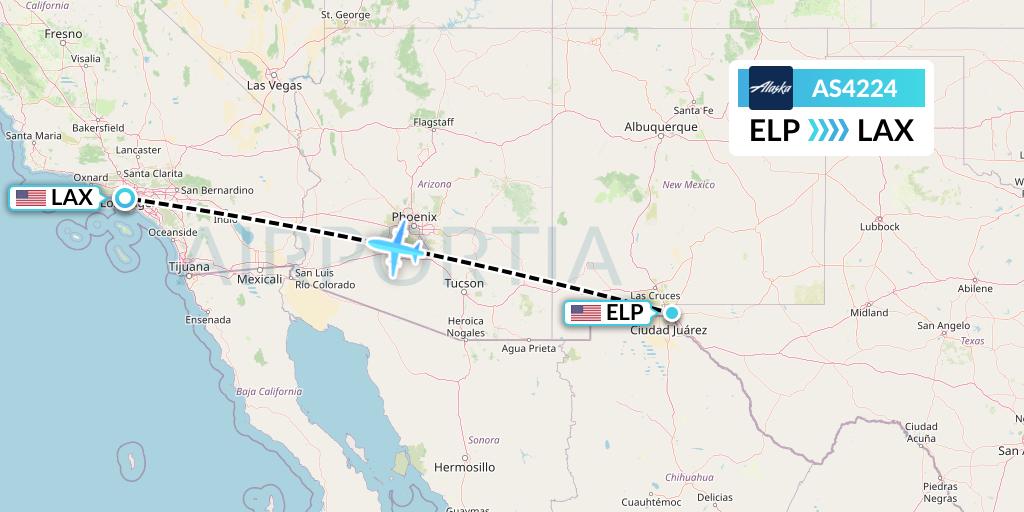 AS4224 Alaska Airlines Flight Map: El Paso to Los Angeles