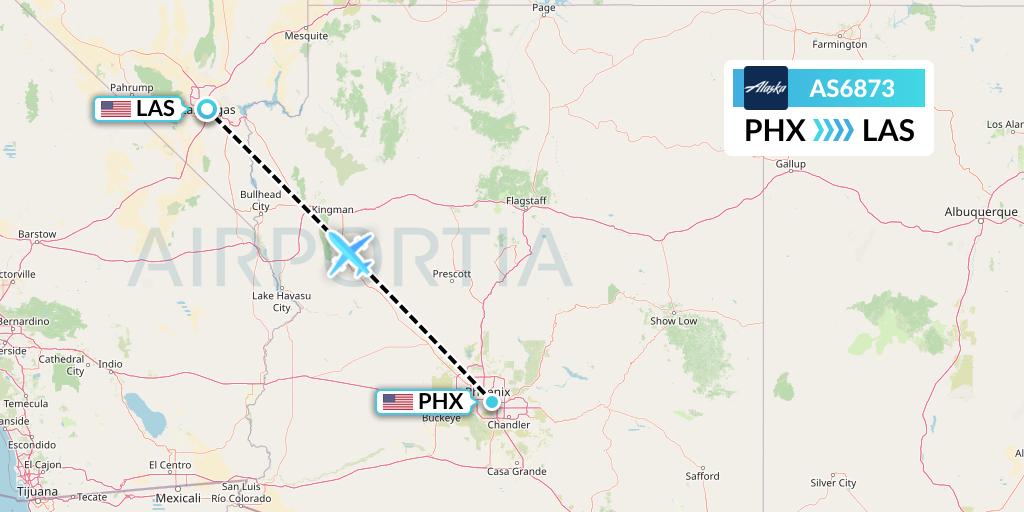 AS6873 Alaska Airlines Flight Map: Phoenix to Las Vegas