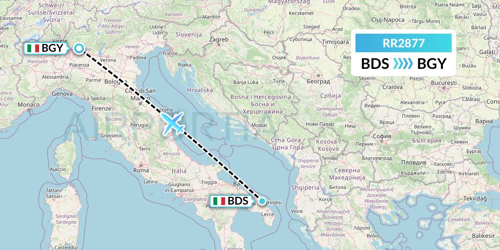 RR2877 Royal Air Force Flight Map: Brindisi to Milan