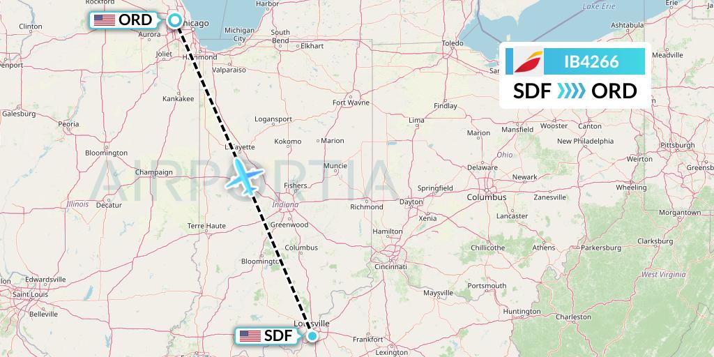 IB4266 Iberia Flight Map: Louisville to Chicago