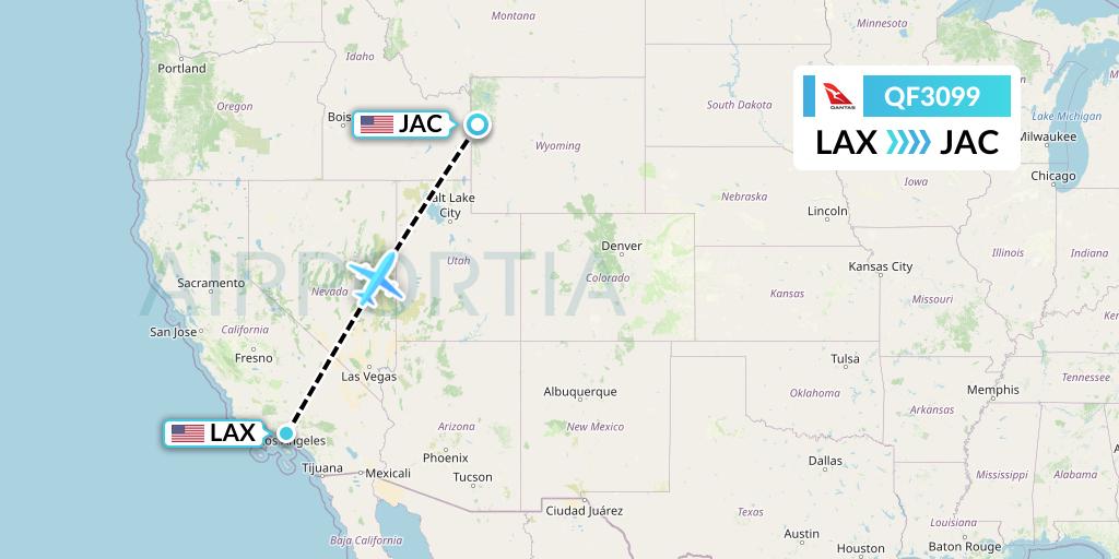 QF3099 Qantas Flight Map: Los Angeles to Jackson