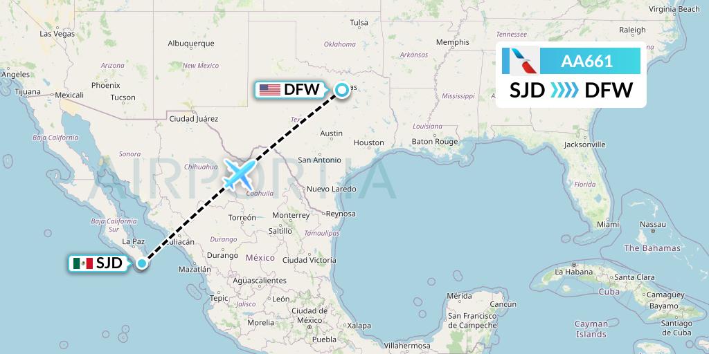 AA661 American Airlines Flight Map: San Jose del Cabo to Dallas
