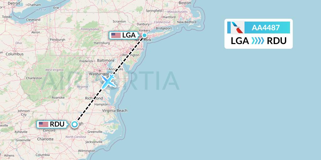 AA4487 American Airlines Flight Map: New York to Raleigh-Durham