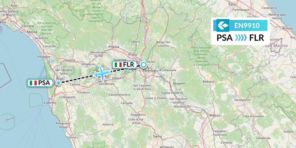 EN9910 Air Dolomiti Flight Map: Pisa to Florence