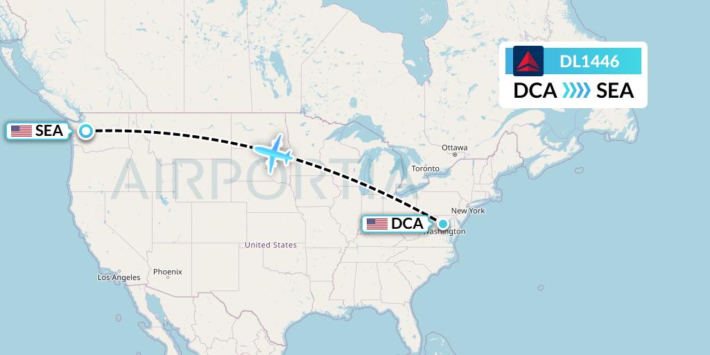 DL1446 Delta Air Lines Flight Map: Washington to Seattle