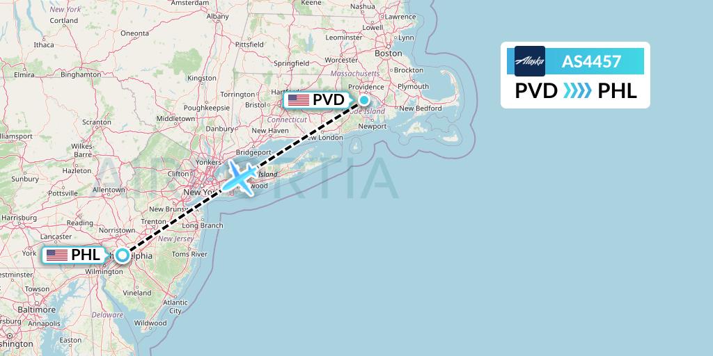 AS4457 Alaska Airlines Flight Map: Providence to Philadelphia