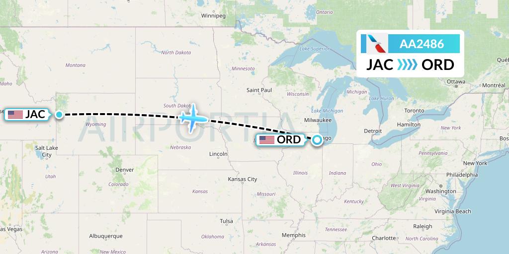 AA2486 American Airlines Flight Map: Jackson to Chicago