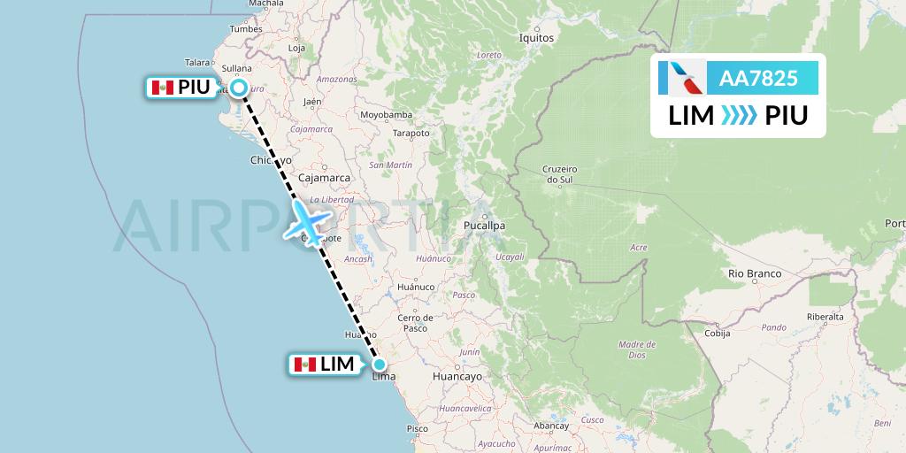 AA7825 American Airlines Flight Map: Lima to Piura
