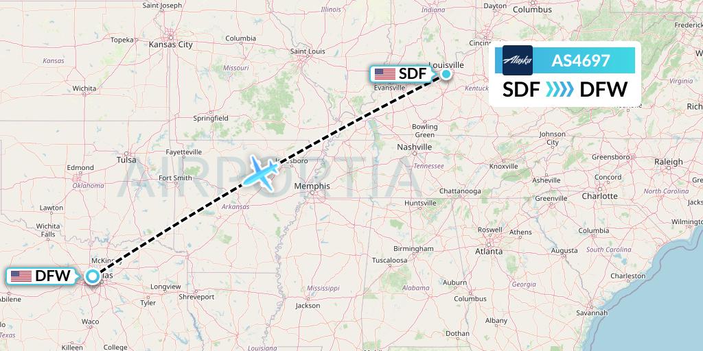 AS4697 Alaska Airlines Flight Map: Louisville to Dallas