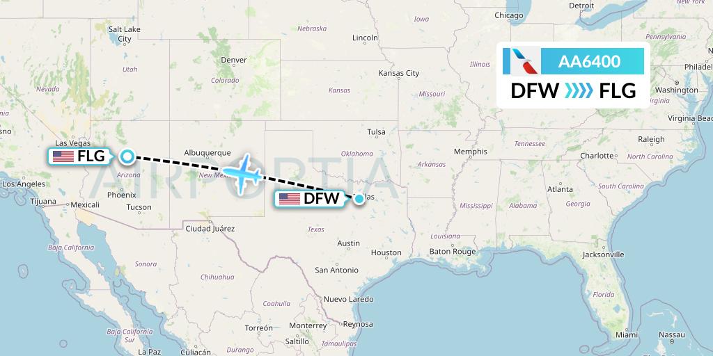 AA6400 American Airlines Flight Map: Dallas to Flagstaff