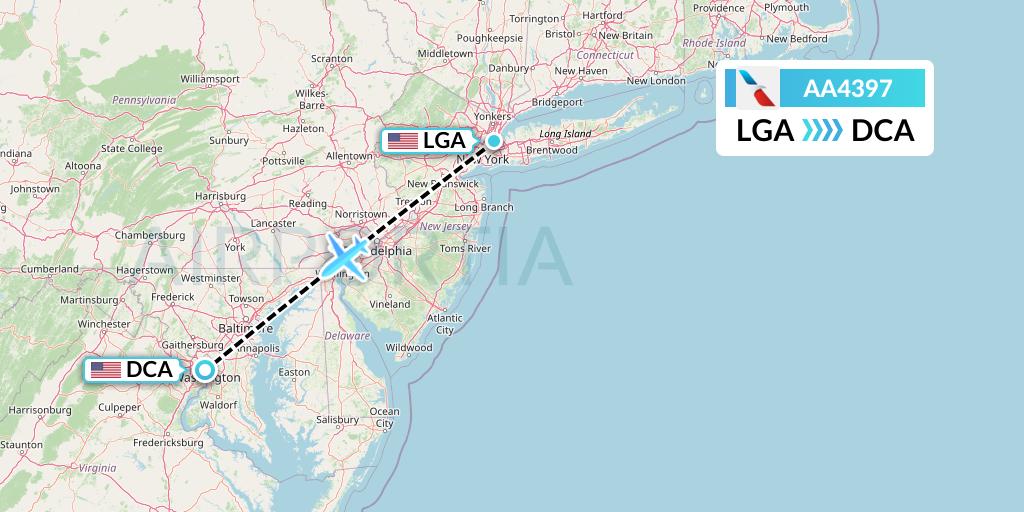 AA4397 American Airlines Flight Map: New York to Washington