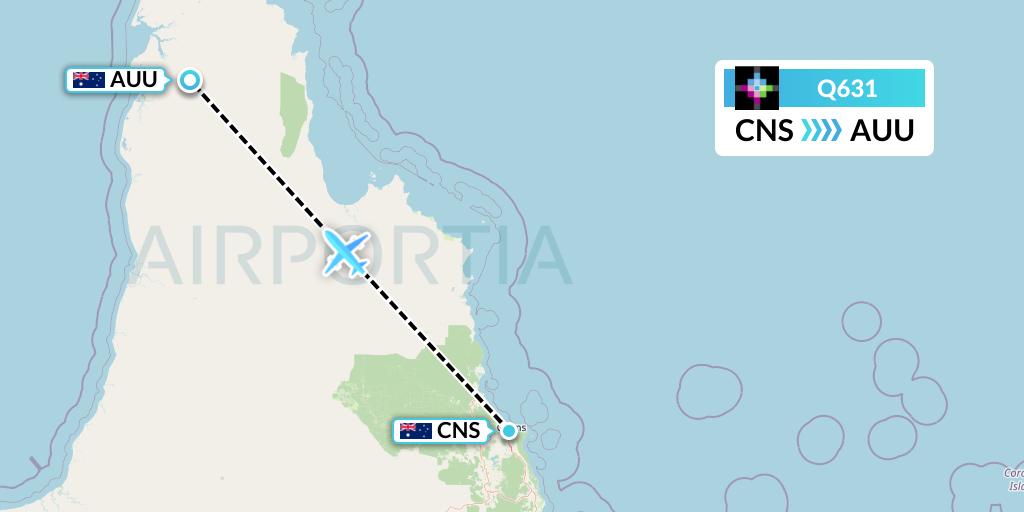 Q631 Volaris Costa Rica Flight Map: Cairns to Aurukun