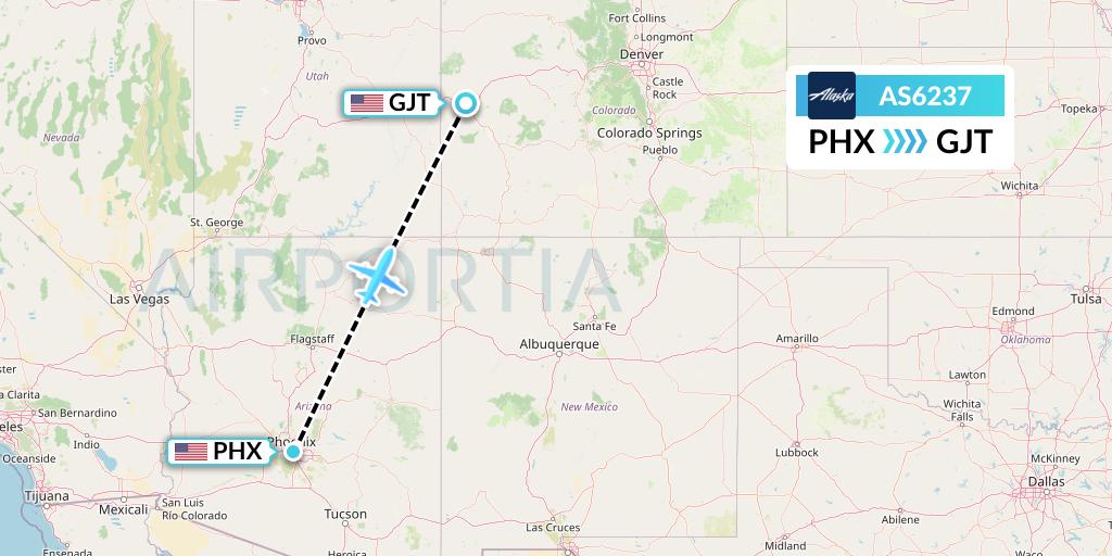 AS6237 Alaska Airlines Flight Map: Phoenix to Grand Junction